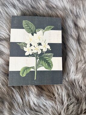 Hobby Lobby 5x7 Wooden Black & White Striped Botanical Wall Art